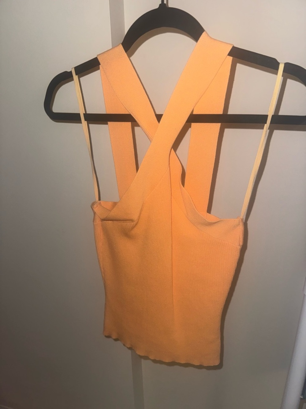 Cross-Back Ribbed Camisole Tank Top in Orange